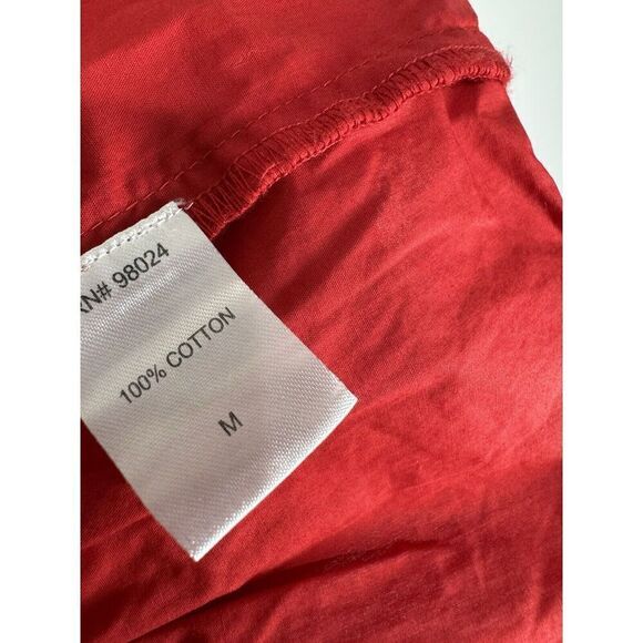 CAROLINE CONSTAS New York Solid Bright Red Shirred Dress Size Medium - Picture 7 of 9